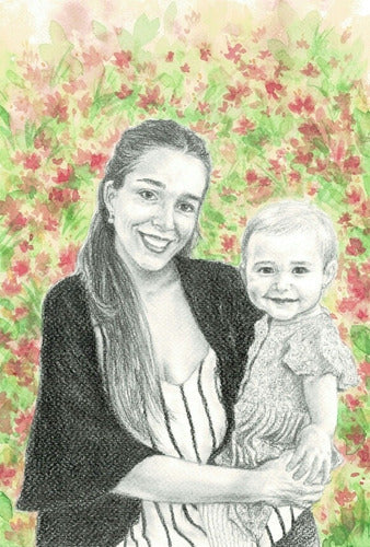 Silvi Lemos Special Gift for Mother's Day Portrait Drawing and Color 20x30 1