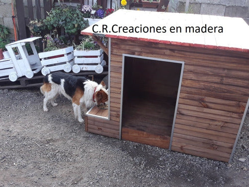 C.R.Creaciones En Madera Large Dog Kennel With Feeder 5