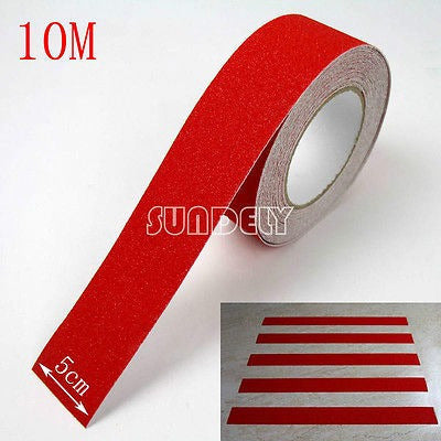 Generic Red 5cm Safety Grip Non-Slip Stair Tread 33ft 1