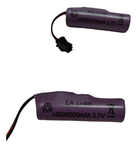 Pila Batería Recargable 14500/500mah 3.7v Con Conector Rc 2