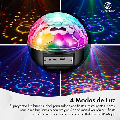 Bola Luz Led Rgb Rítmica Parlante Usb Mp3 Bluetooth 10w 2