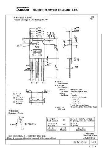 01 Par Transistor Darlington Mn2488 Mp1620 Sanken Original 6