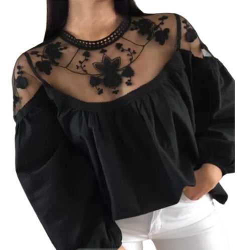 Imported Blouse with Lace and Embroidery - Mia Mia Mujer (f) 0