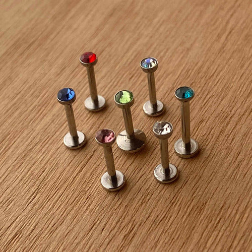 2 Piercing Labret Helix Strass Surgical Steel Chin Color 1