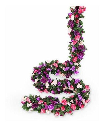 Miracliy Guirnaldas De Flores Artificiales 8u. De 2.5m/Purpura Rosa 0