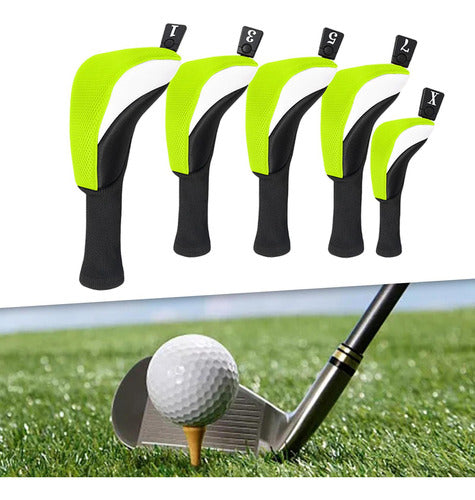 5pcs Golf Head Cover Golf Wood Headcovers Anti Scratch Verde 4