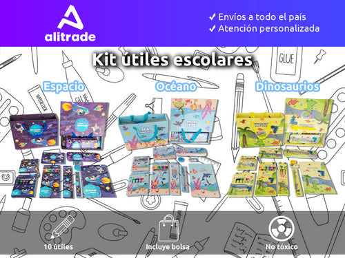 Alitoys Set Librería Infantil Cartuchera Escolar Dibujo Arte Niños 1