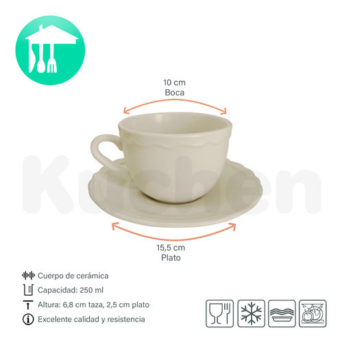 Home Basics Juego X6 Tazas Con Plato De Cerámica 1