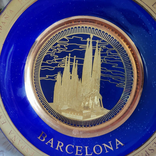 Barcelona Cobalt Blue and Gold Decorative Plate Cathedral 1