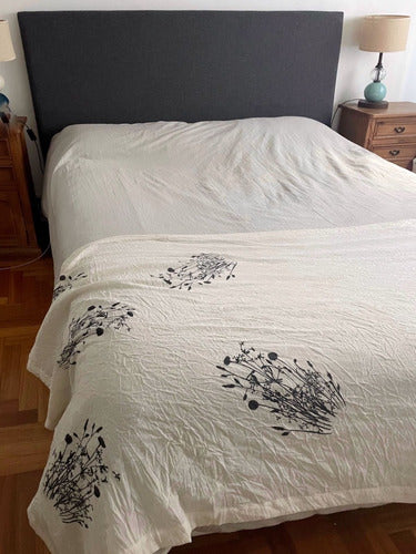 Queen Size Cotton Gauze Throw Bedspread with Málaga Print 12