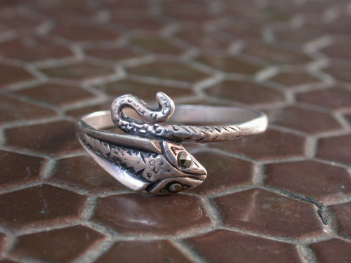 Luli 925 Silver Viper Snake Ring with Marquesitas Unisex 5