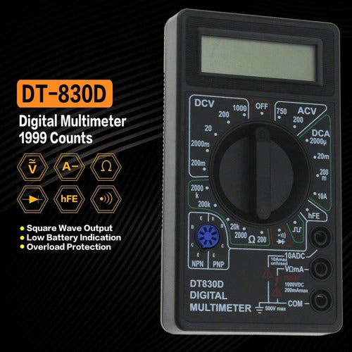 Tester Multimetro Digital Dt830d Buzzer 3