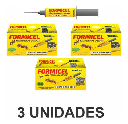 Kit 3x Formicel 10g Gel Mata Elimina Ninho Formigas Caseiras 0