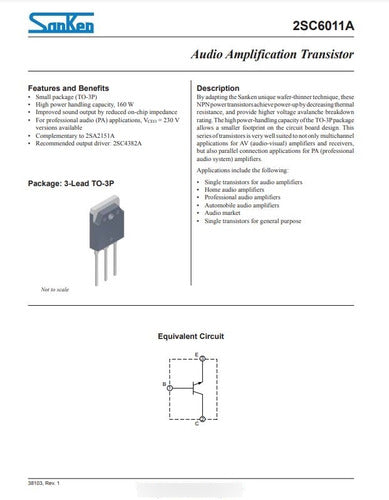 Sanken Integrado C6011A O 2SC6011A 3