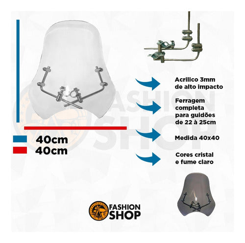 Bolha Parabrisa Midnight 950 Yamaha Moto Custom 40x40 Fume 2