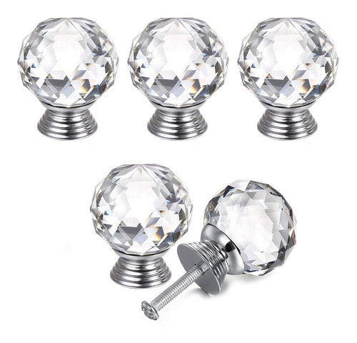 Crystal Faceted Drawer Knob. Sphere. Diamond, X 9 0