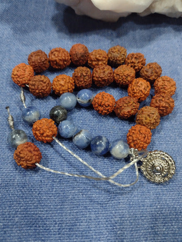 LeHaim Japa Mala (27 Cuentas). Semilla Rudraksha Y Sodalita Natural 4