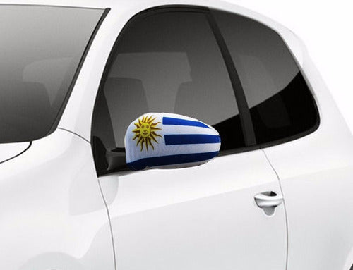 Cubre Espejo Bandera Uruguay Para Autos 1