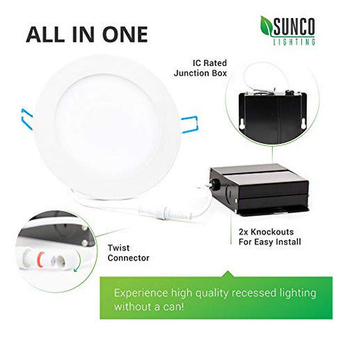 Sunco Lighting - Paquete De 24 Luces Empotradas Led De 6 Pul 1