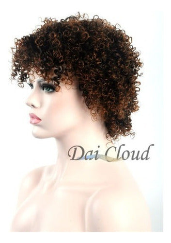 Cosplay Women Short Ruffled Curly Afro Dark Brown Wig 5