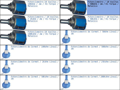 Abebashop Potentiometer 10 Turns 500Ohm 2W Hi-Torque Metal 1