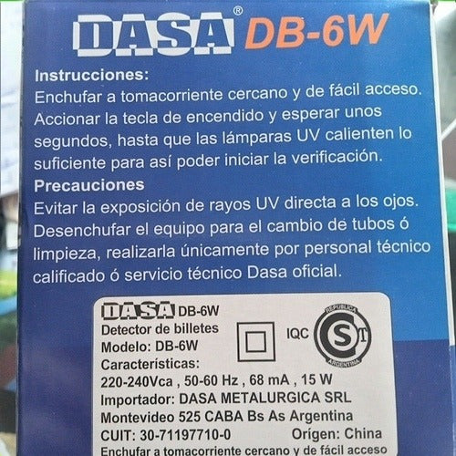 Dasa UV Bill Detector - All Currencies, 2 Tubes 6 Watts 1