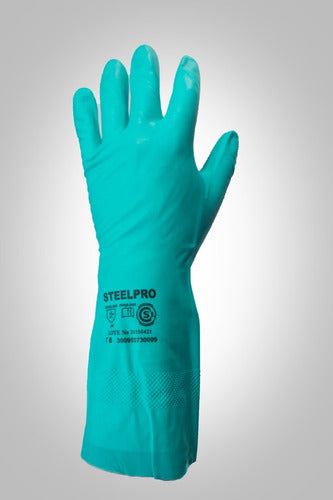 Steelpro Guantes De Nitrilo Verde Flocado X 12 1