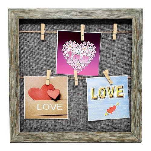 Decorative Wooden Picture Frame with Clips for Photos 30x30 0