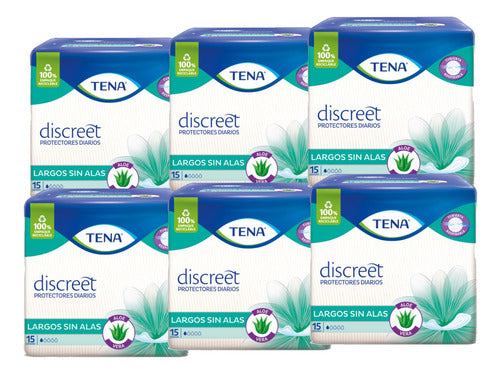 Tena Discreet Long Daily Protector No Wings 6 Packs of 15 Units 0