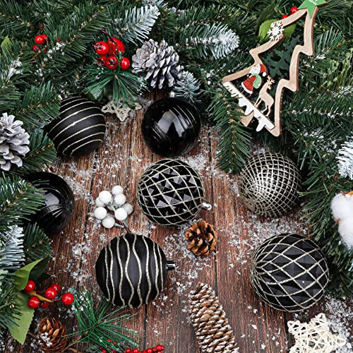 Set of 12 Christmas Tree Decorations - Black 3