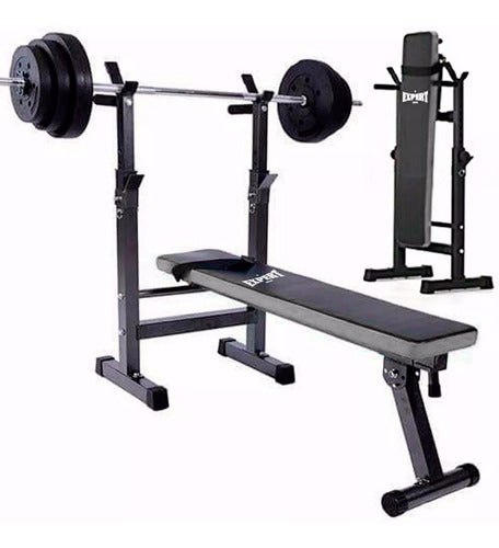 Expert Flat Folding Chest Bank for Weights and Abdominal Bar - El Rey 0