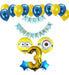 Minions Balloons Set: 2 Balloons + Banner + Large Number + 2 Stars + 12 Latex 2