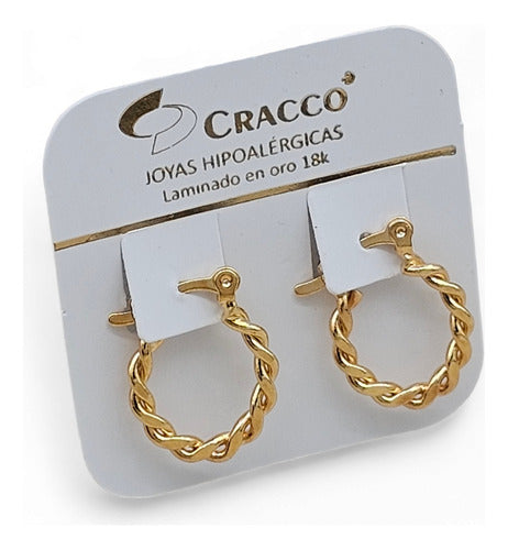 Cracco Italian Hoop Earrings Laminated in 18K Gold 201103 3