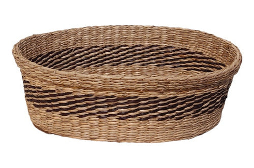 Medium Oval Natural Fiber Basket with Black Trim 0
