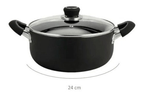 Hudson 7-Piece Black Non-Stick Teflon Cookware Set with Jar 1