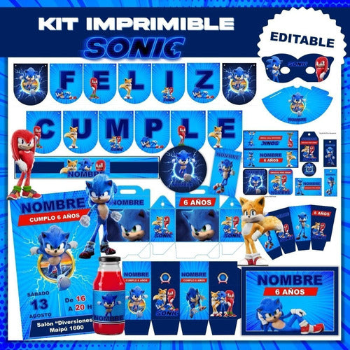 Kit Imprimible Sonic La Película Deco Y Candy 100% Editable 0