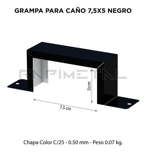 Rapimetal Zingueria Grampa Para Caño 7,5x5 Color Negro 1