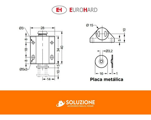 Euro Hard Simple Push Open Expulsor Magnet with Integrated Base - Quality! 6