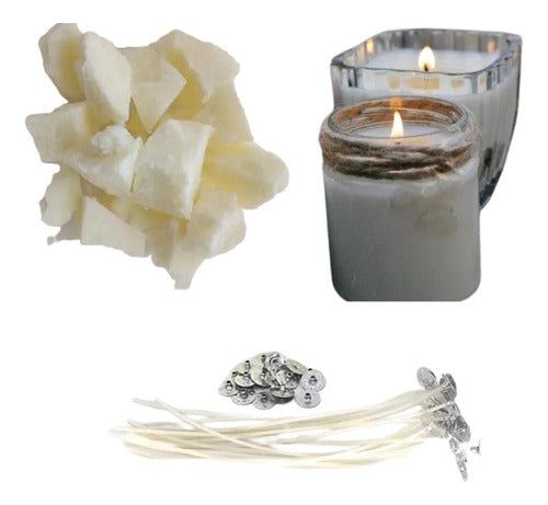 Combo / Velas: Cera De Soja 1 Kg  , 10mt Pabilo, 2 Esencias 0