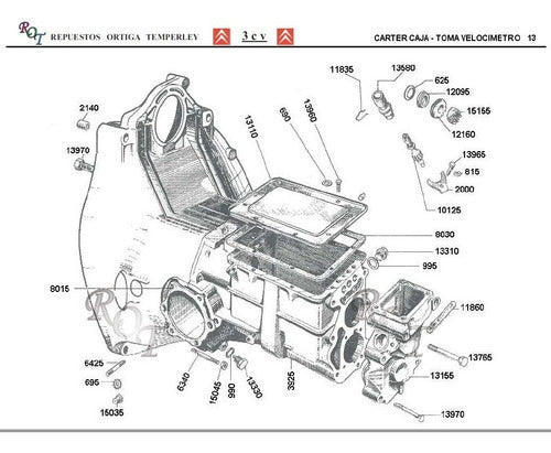 Kit Gaskets Gearbox Citroën 3CV / Mehari / Ami-8 with Retainer 1