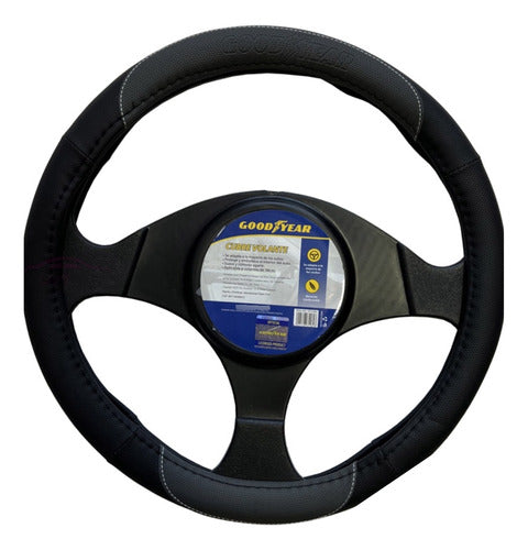 Goodyear Steering Wheel Cover Gray and Black - Cuerina 0