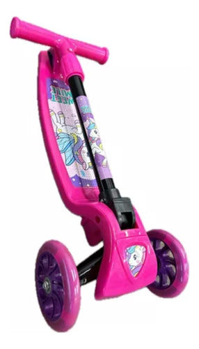 Foldable Unicorn Girl's 3-Wheel Scooter with Silicone Wheels and Lights 1