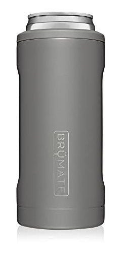 BrüMate Hopsulator Slim Double-Walled Stainless Steel Insulated Can Cooler for 12 Oz Slim Cans (Matte Gray) 0