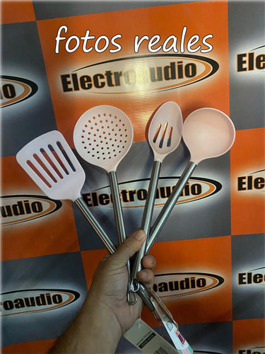 The Kitchen Set Utensils Steel Handle X 4 Units Frother Slotted Spatula 1