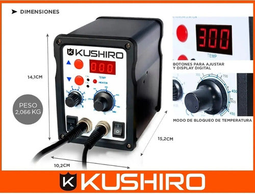 Kushiro Soldering Station 2 in 1 - Soldering Iron + Hot Air Gun + Tips 1