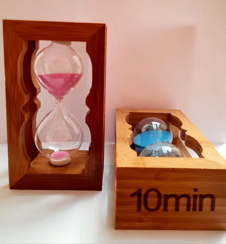 10-Minute Sand Timer with Wooden Base and Glass 2