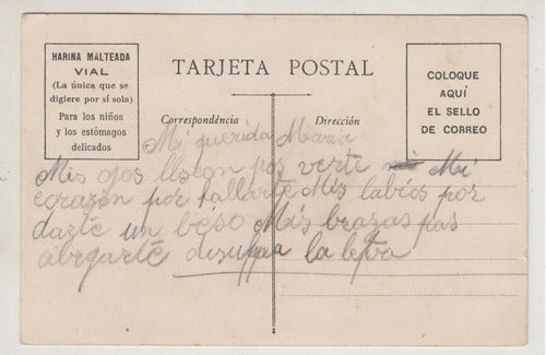 Antigua Postal Con Publicidad De Harina Malteada Vial Raro 1