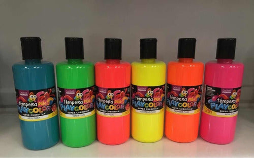 PlayColor Tempera Escolar 750 Grs Fluo Botella X16un 2