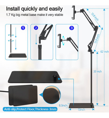 Aswinn Soporte De Suelo Para Tableta, Universal Ajustable De 4