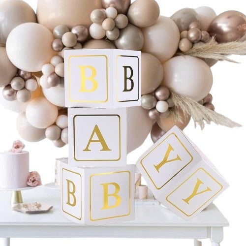 Cubo Letras Baby 4 U Baby Shower Decoracion Eventos Blanco 0